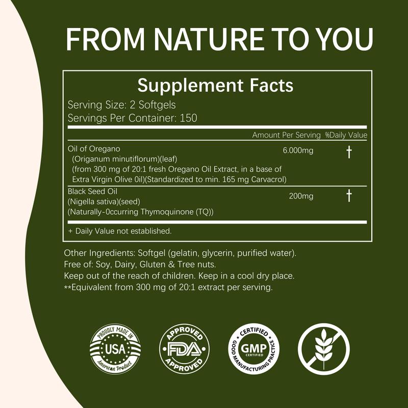 Oregano Oil with Black Seed Oil Softgels