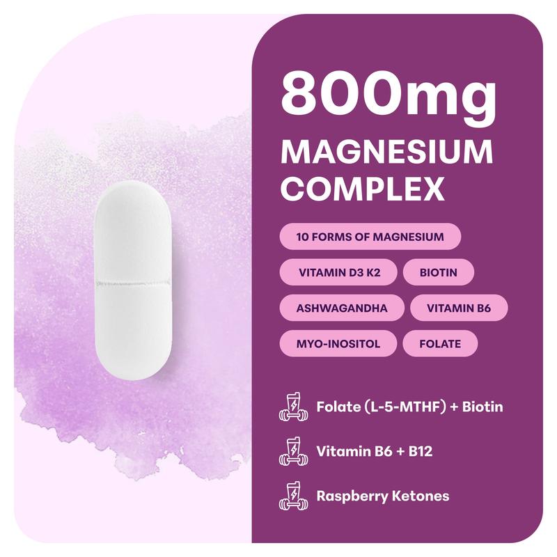 Magnesium Complex for Women | 20-in-1 Formula with Vitamin D3, K2 & Ashwagandha