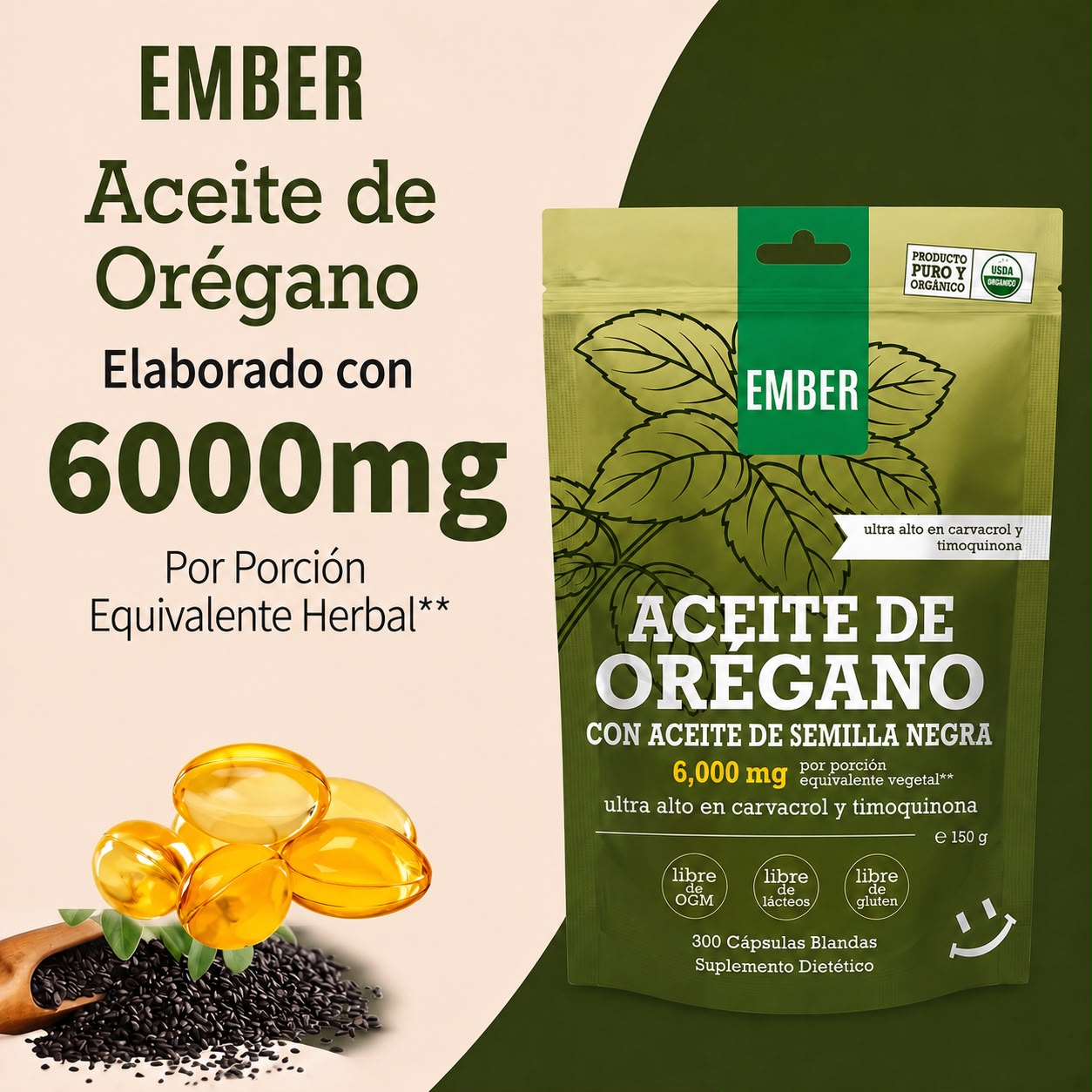 Aceite de Orégano con Aceite de Semilla Negra