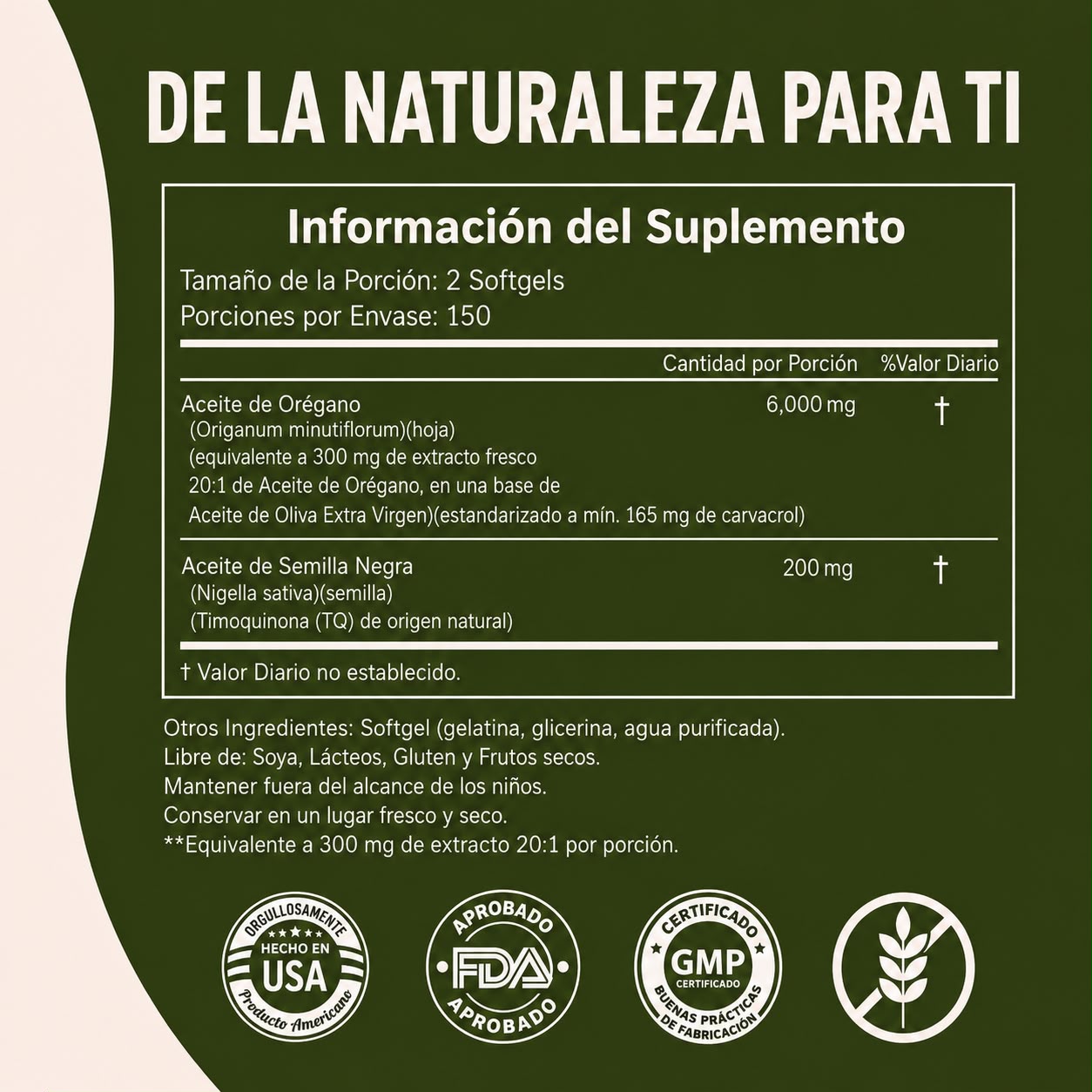 Aceite de Orégano con Aceite de Semilla Negra