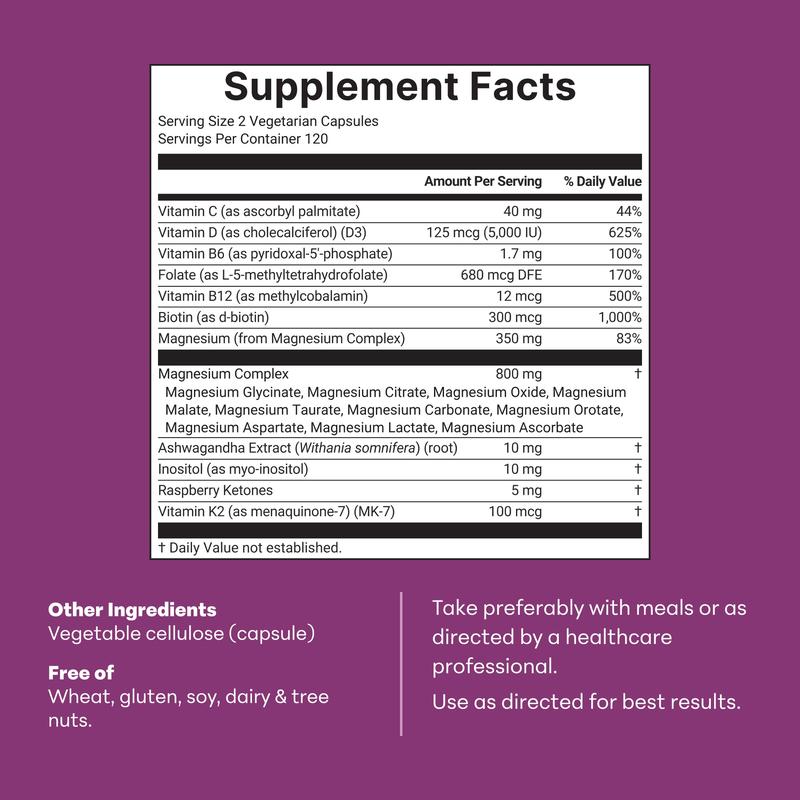 Magnesium Complex for Women | 20-in-1 Formula with Vitamin D3, K2 & Ashwagandha